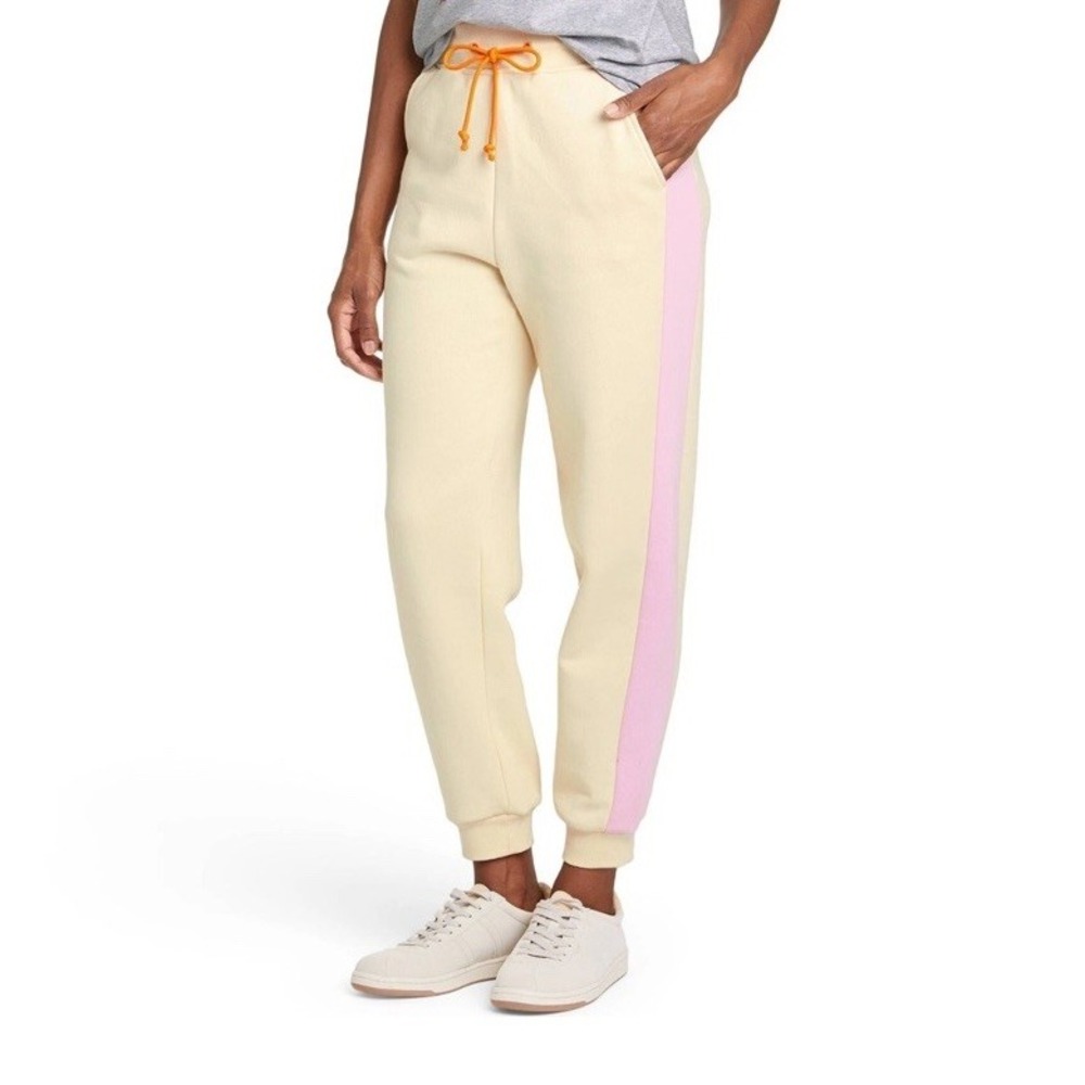 LEGO Women's Side Striped Jogger Pants Cream/Pink Target Collection Medium New